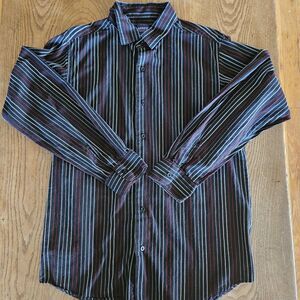 Arrow Black Pinstripe‎ Dress Shirt  Size XL 18 Boys Long Sleeve Button-Down